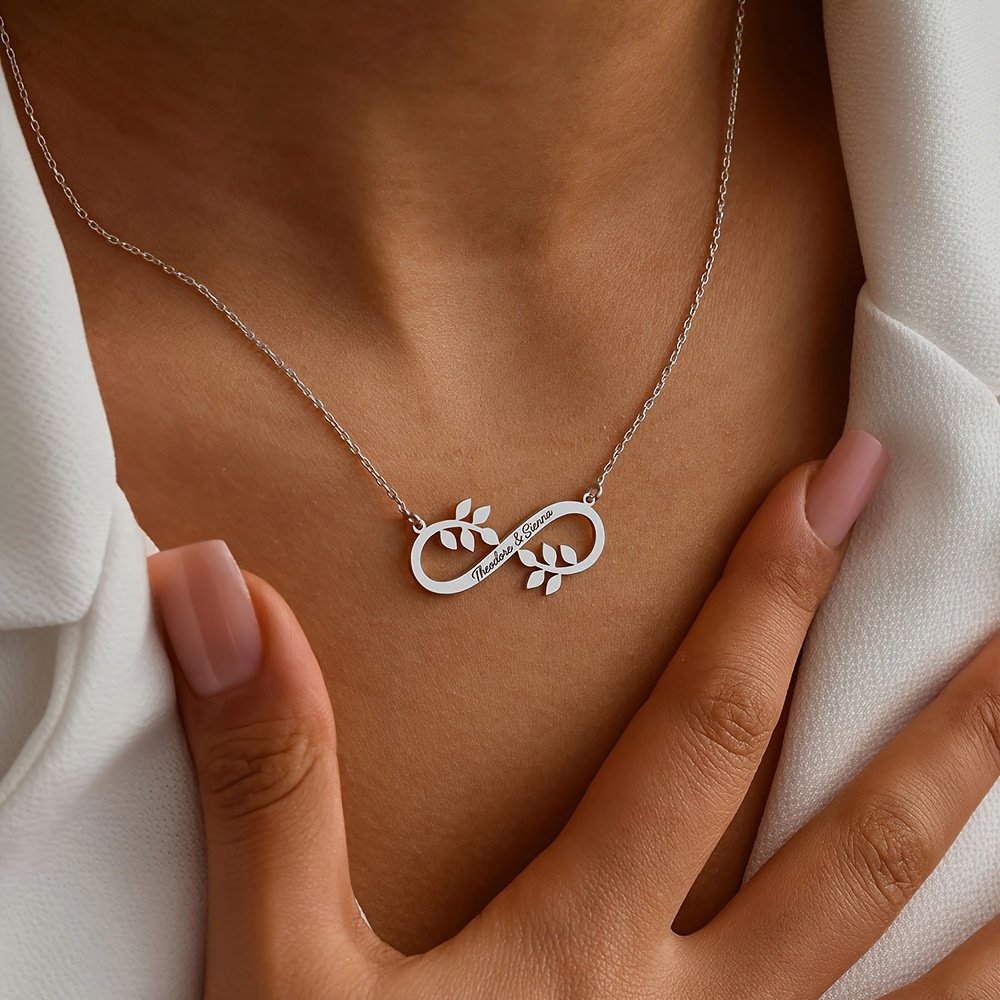 Customized Infinity Symbol Pendant Necklace, Engraved Gift